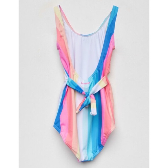 Billabong Girls’ One Piece Multi-Colored Striped Swimsuit - Picture 4 of 6